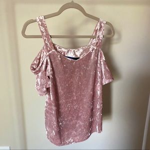 Pink crushed velvet top